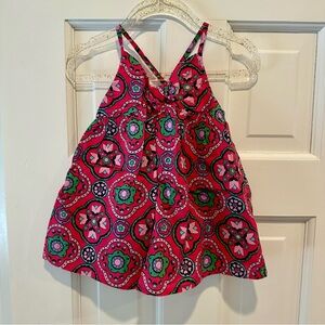 GAP Kids Pink and Green Floral Patterned Spaghetti-Strap Tunic